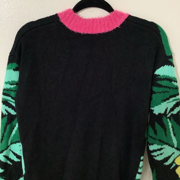 Holiday Time Fa La La Flamingo Kitsch Ugly Colorful Christmas Sweater Cardigan S - Picture 7 of 12